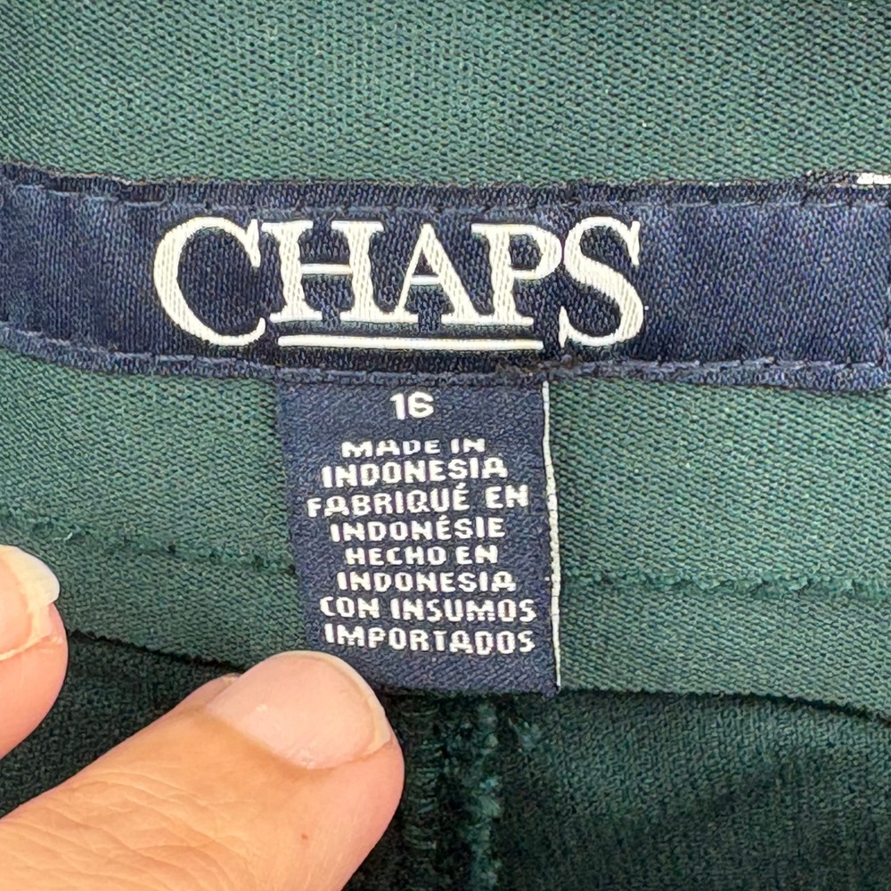 Chaps Fit Shape Sculpt Green Corduroy Straight Leg Mid Rise Pants Womens 16 NWT - Picture 10 of 15